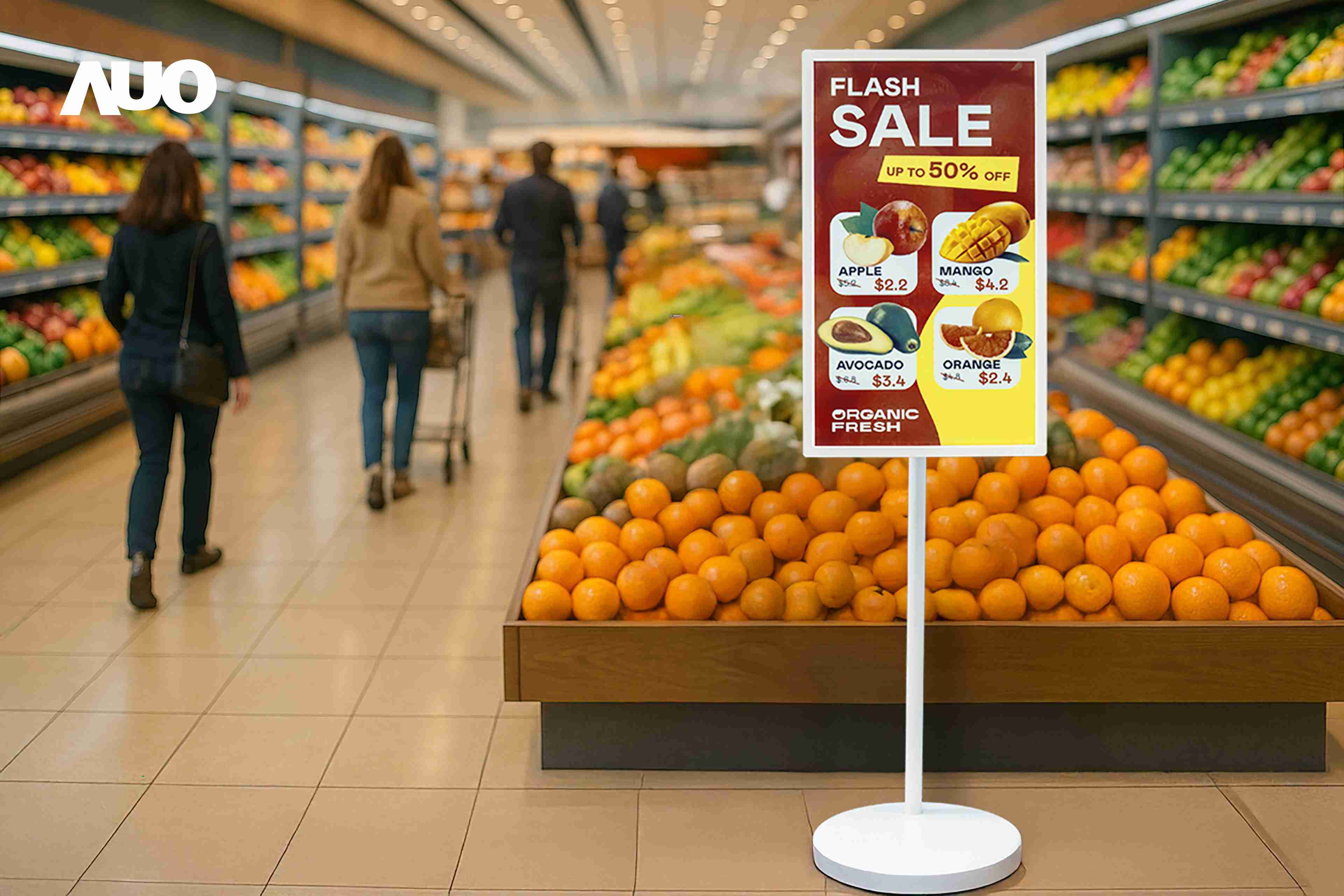 达擎首亮相低功耗、、、全彩的〝aecoPost电子纸解决方案〞，，，，仅在更新画面时需要微量的电力驱动，，，无需布建电线的便捷设计，，，使其可灵活应用、、、、随意置放，，，，并可透过云端或行动装置app，，，，轻松管理及排程广告内容，，晋升店头营销利器。。