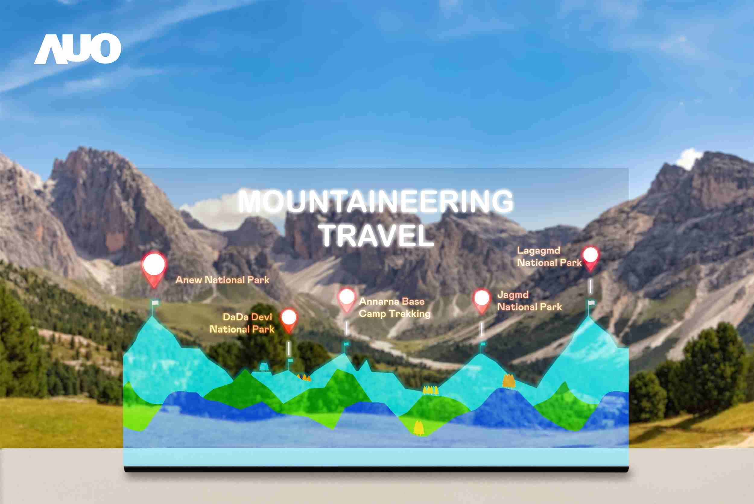 NG大舞台展示全球单片尺寸最大(*)42吋透明Micro LED显示器拼接而成的〝64吋透明Micro LED显示器〞，，，具备高透明度、、、1,000 nits高亮度、、、广色域、、采用三边无边框的无缝拼接等多重特色，，，，呈现超高清、、、细腻画质而不遮挡后方视觉，，，，满足层峰需求，，，可广泛运用于零售、、、艺术展览或商业空间等场域